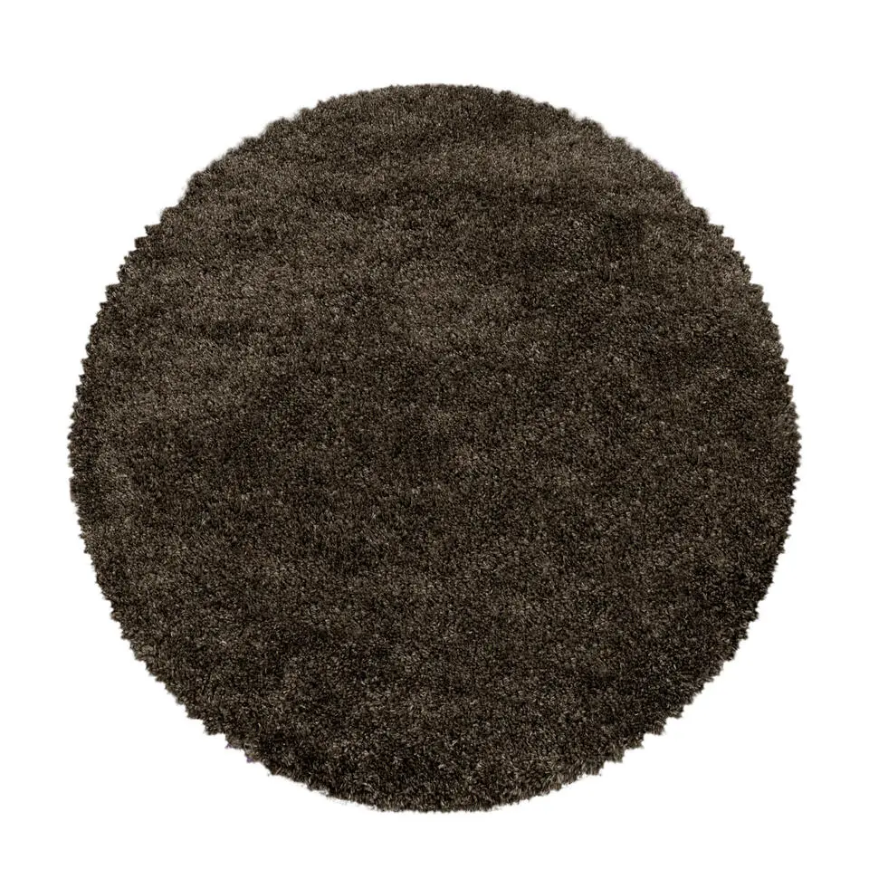 Pearl Soft Rond Hoogpolig Vloerkleed Bruin - 200 CM ROND