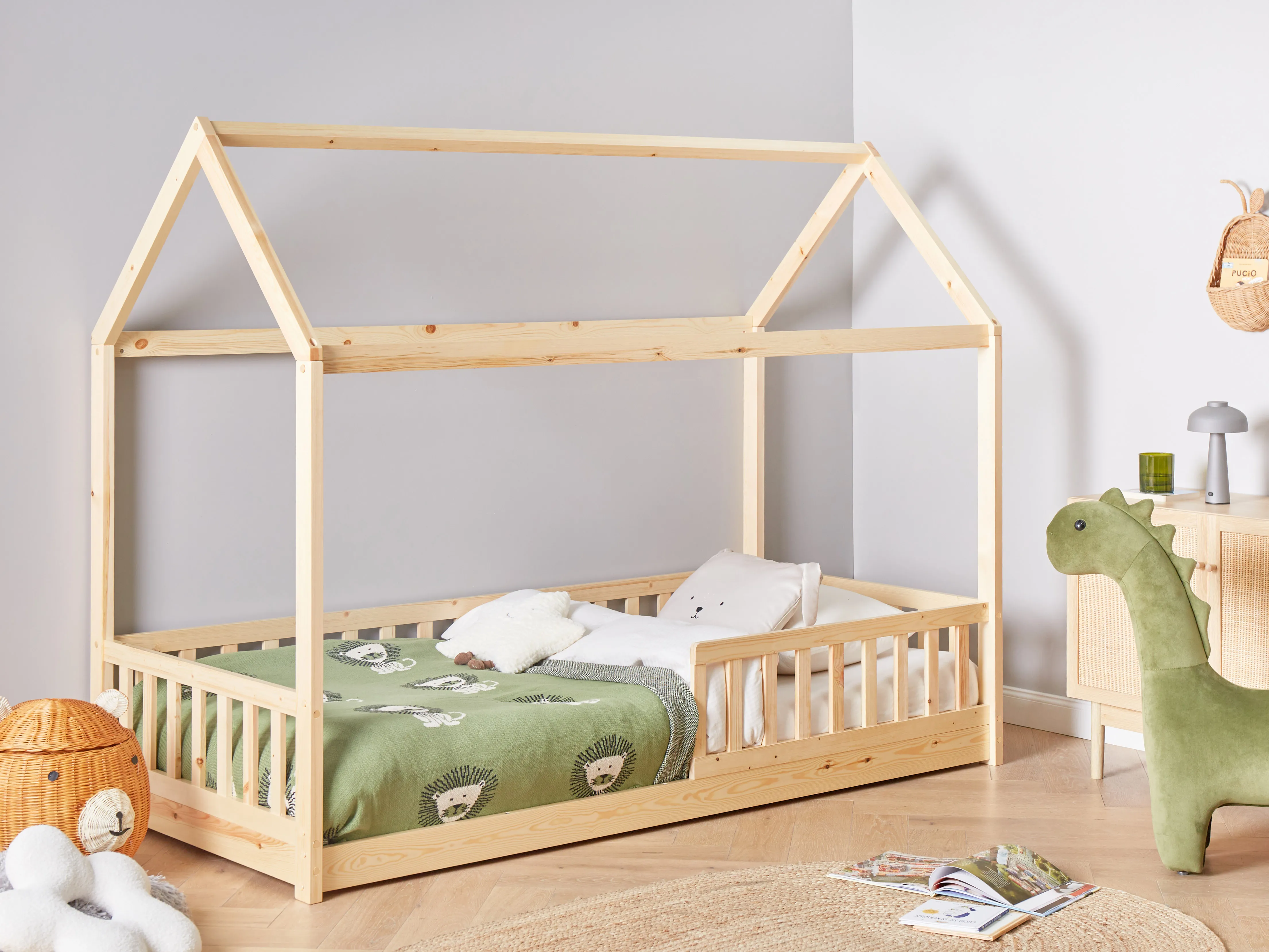 Kinderbed Huis Dennenhout COSSAYE 90 x 200 cm Lichtbruin