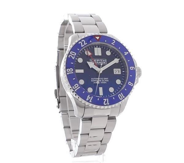 Depth Charge Stainless Steel Blue Dial Dive Watch