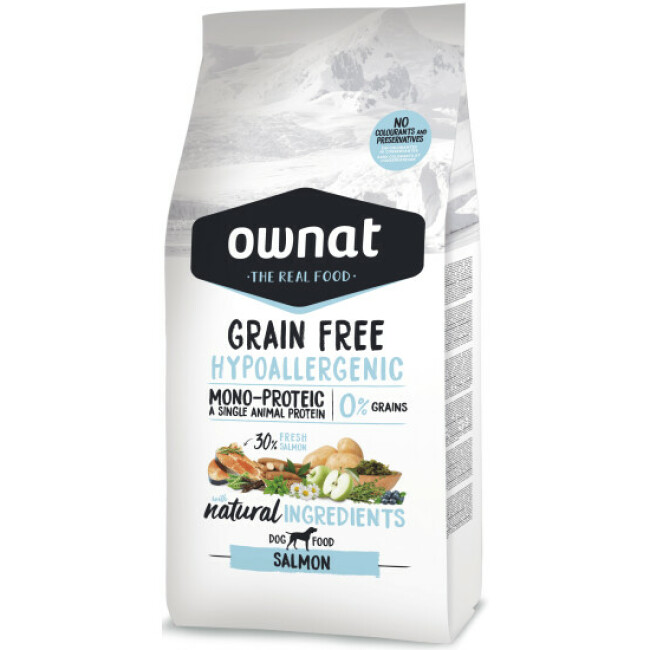 Croquettes hypoallergenic au saumon sans céréales Ownat pour chien adulte