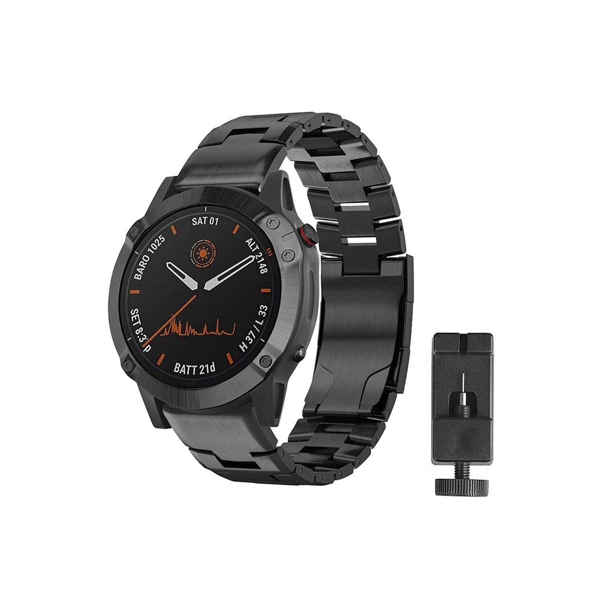 Armbånd titan Garmin Fenix 6X  Pro - Svart