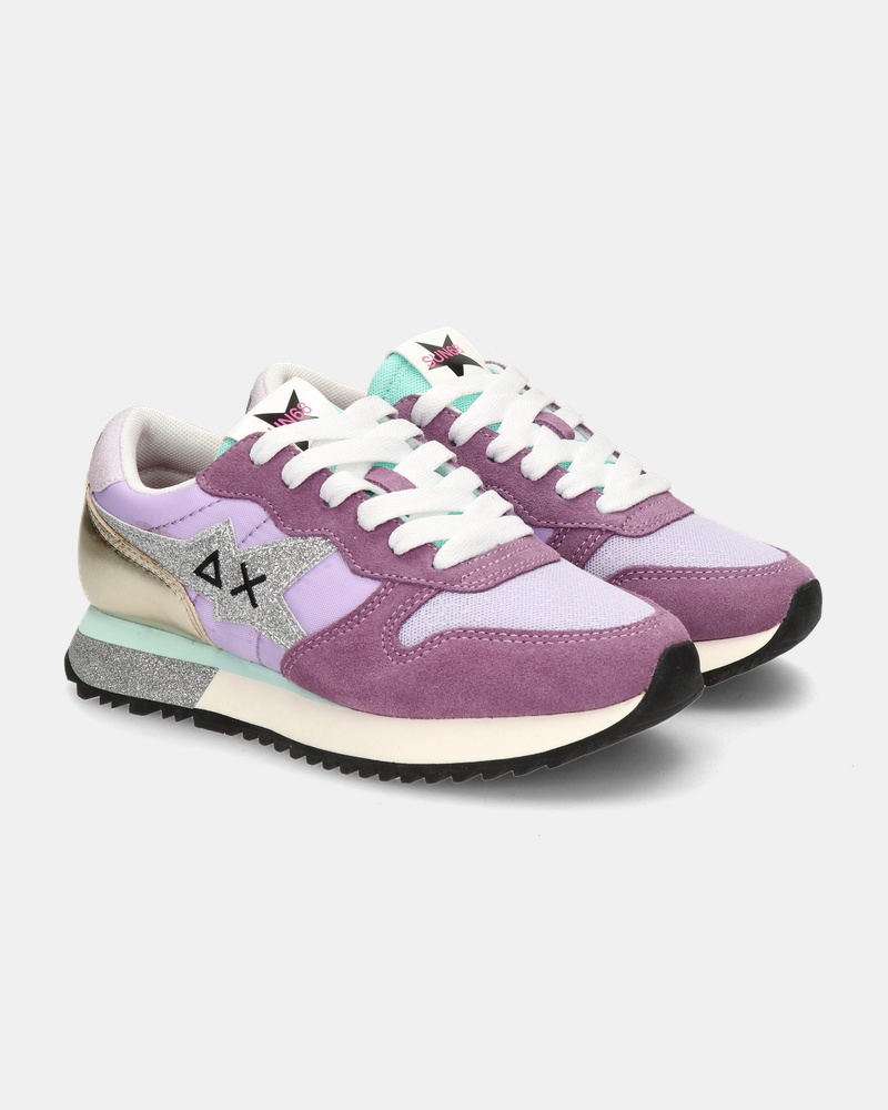 Sun 68 Star girl Glitter Lage sneakers  - paars