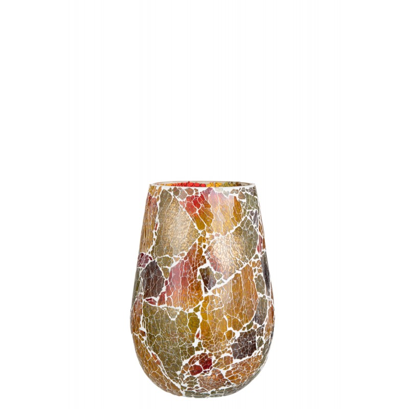 Photophore en verre orange 17,5x17,5x26,5cm