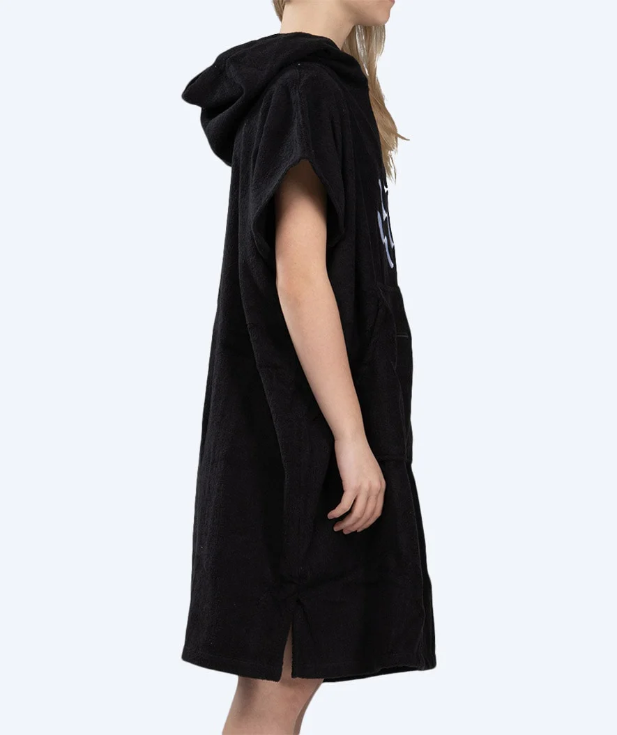 Watery badeponcho til junior - Bomuld - Sort