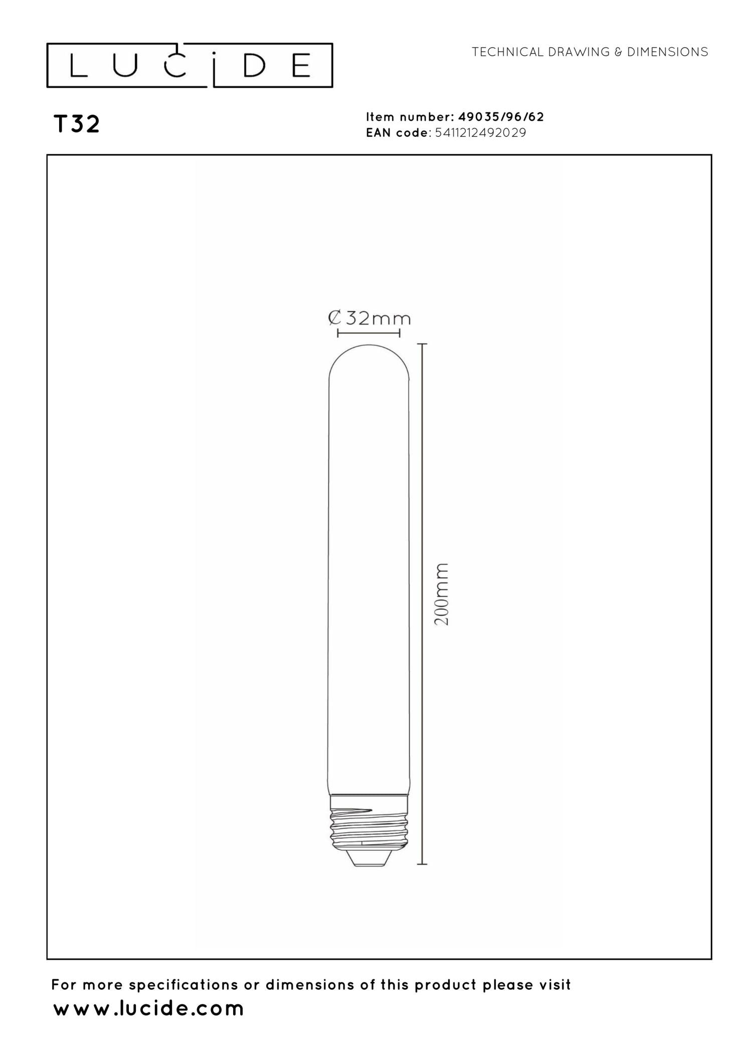 Lucide T32 Filament lamp - Amber (set van 3)