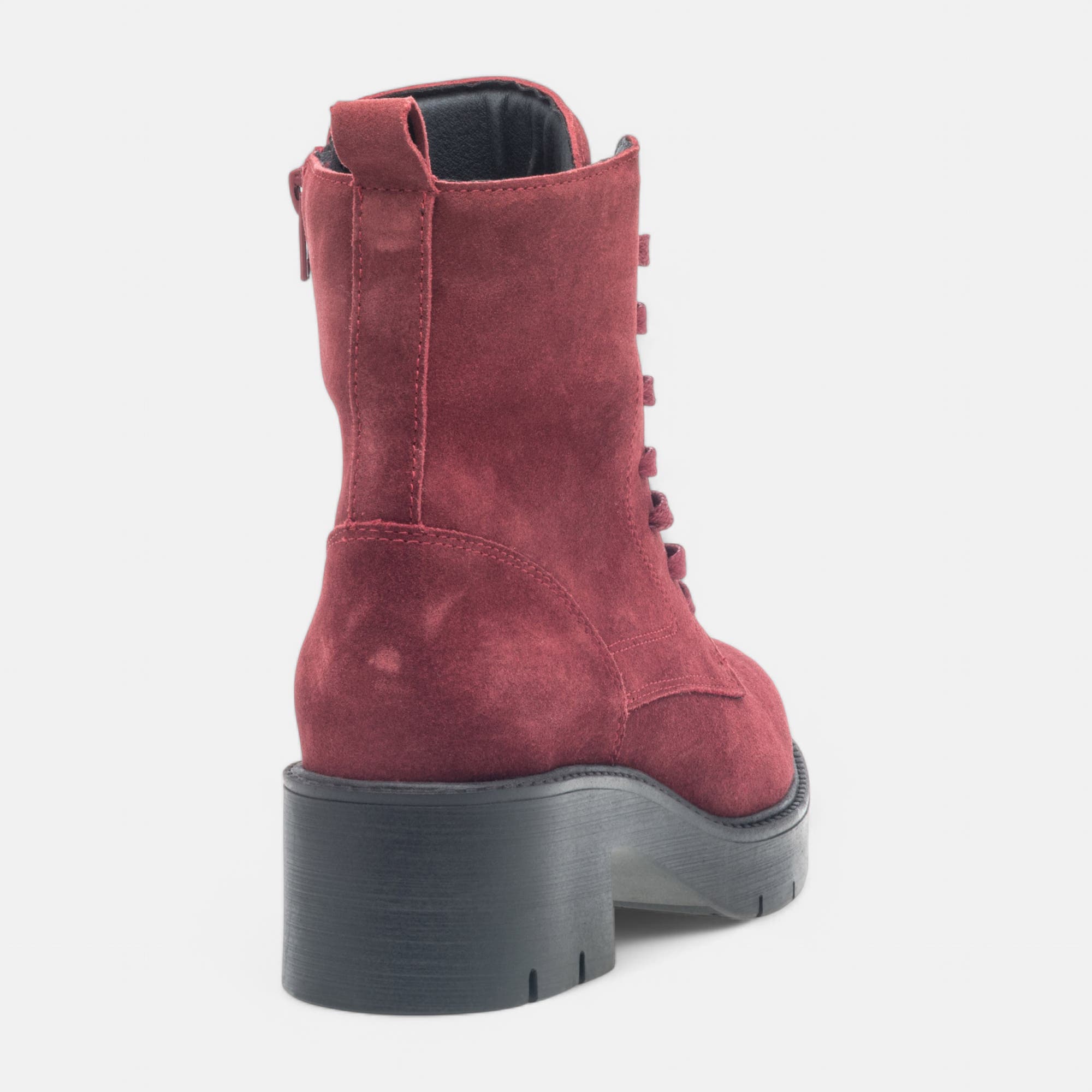 Bottines à lacets à talon Femme en cuir rouge