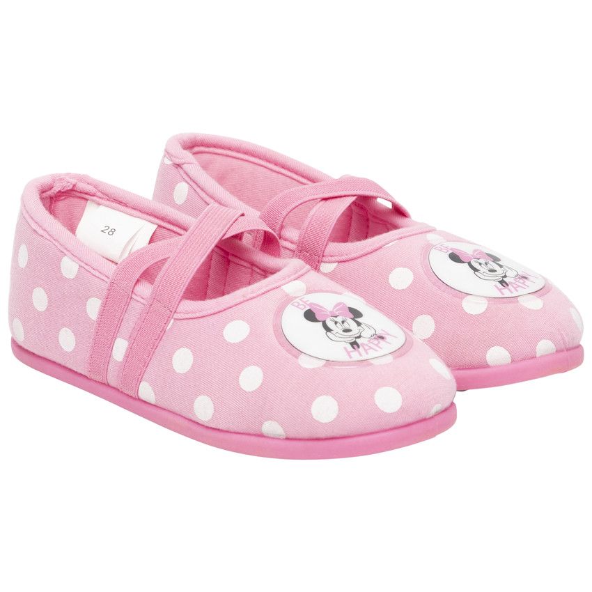 Chaussons roses à pois Minnie Disney - Rose
