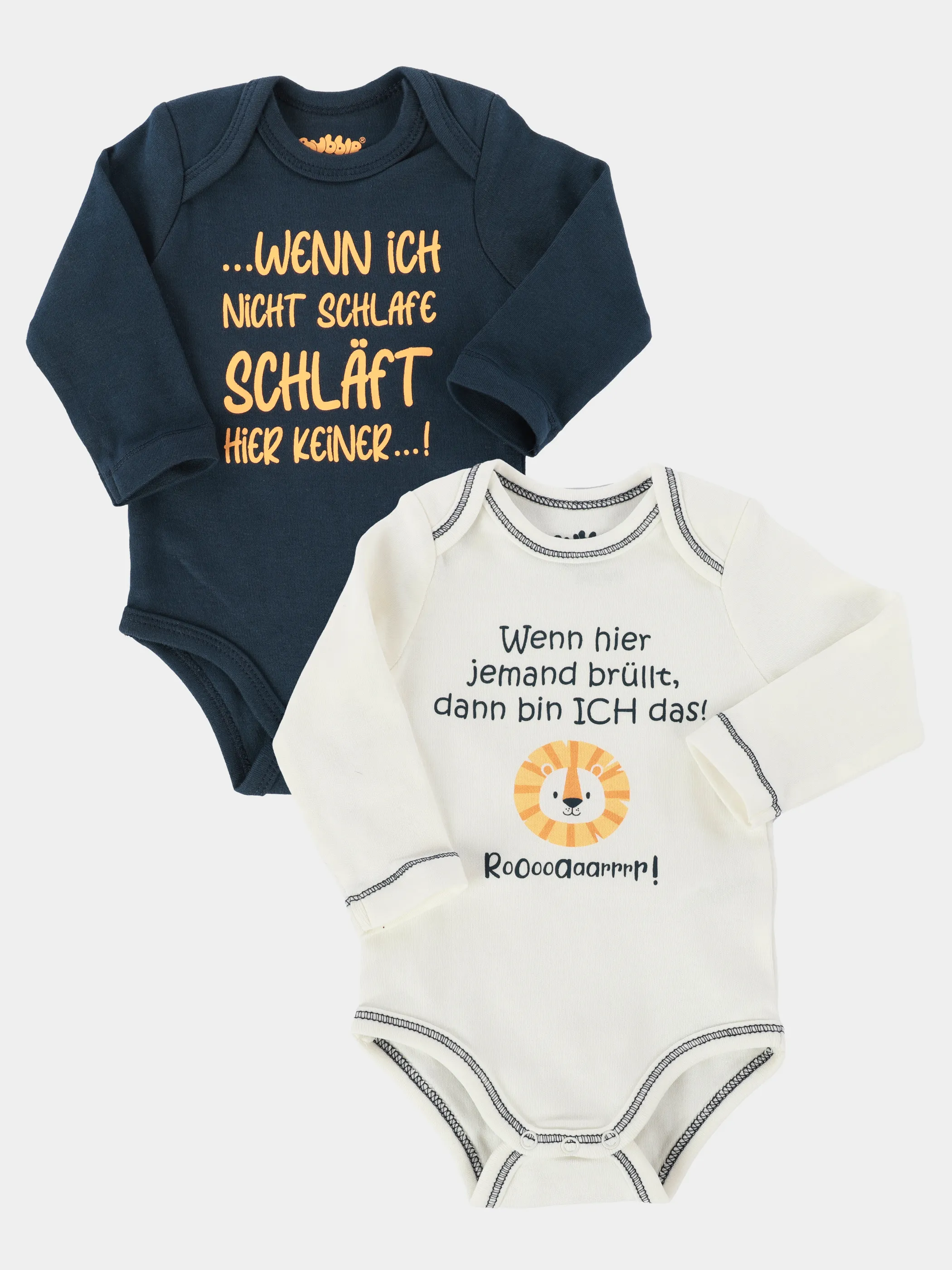 Baby Jungen Langarmbodies mit Sprüchen im 2er Pack