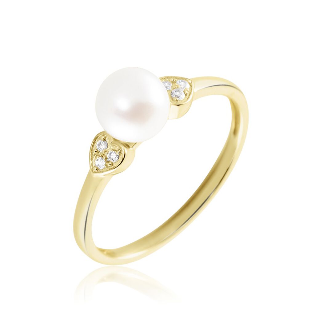 Bague Andromaque Or Jaune Perle De Culture Oxyde