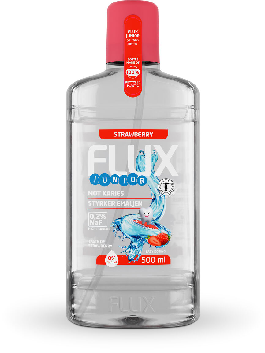 Flux Junior 0,2%  fluorskyll med jordbærsmak 500 ml