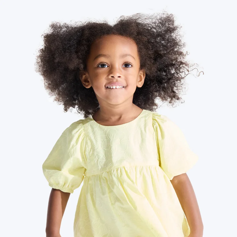 Robe de cérémonie effet brodé jaune bébé fille Jaune