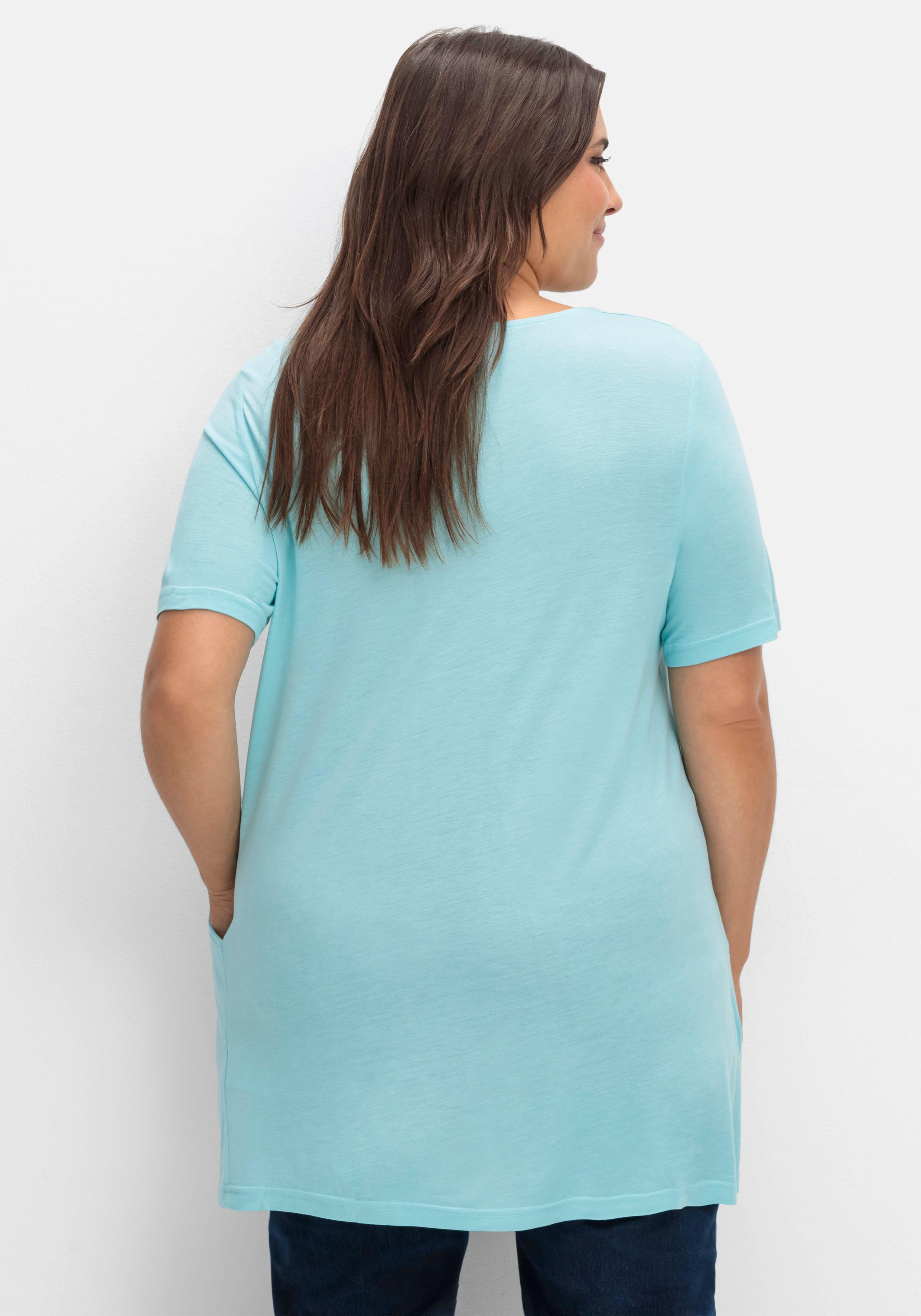 Longshirt mit Taschen und Karreeausschnitt