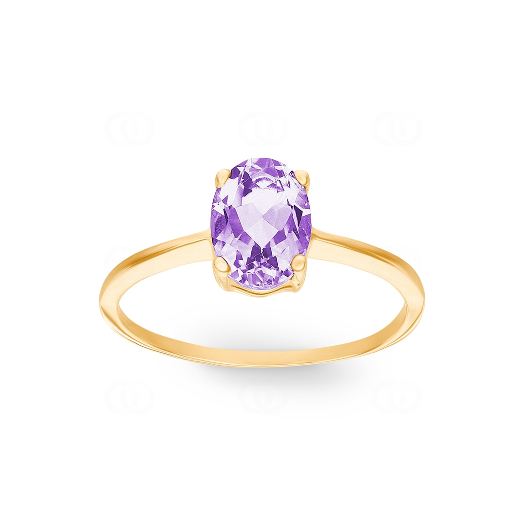 Damenring 750/18 K Gelbgold mit Amethyst oval