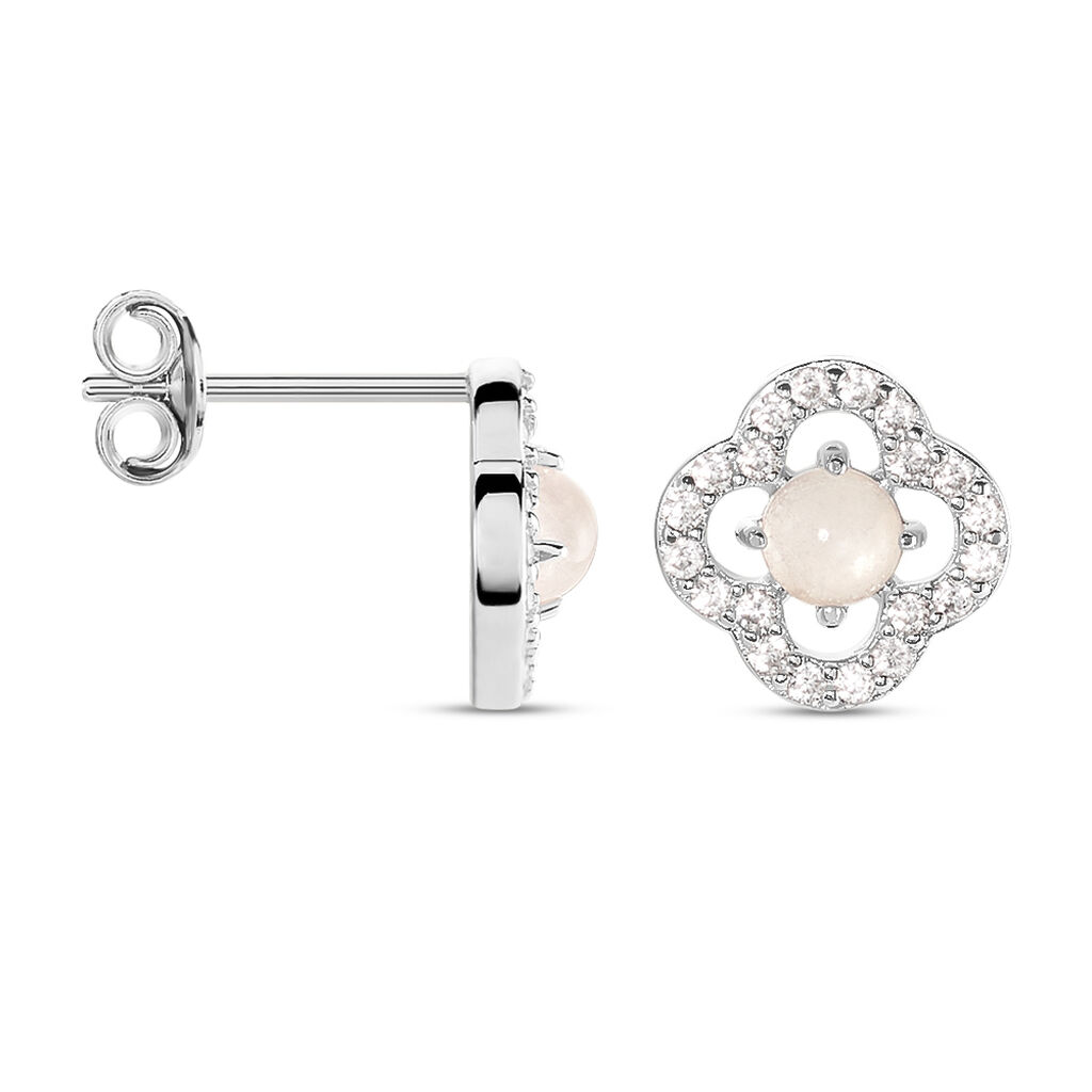 Boucles D'oreilles Puces Dally Argent Blanc Quartz Oxyde De Zirconium