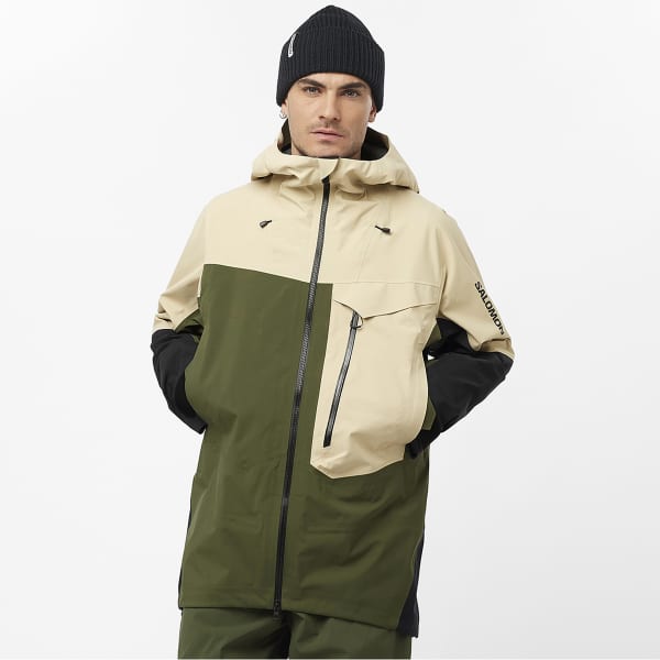 Veste de ski SALOMON MOON PATROL GORE-TEX JKT WHITE PEPPER/GREEN