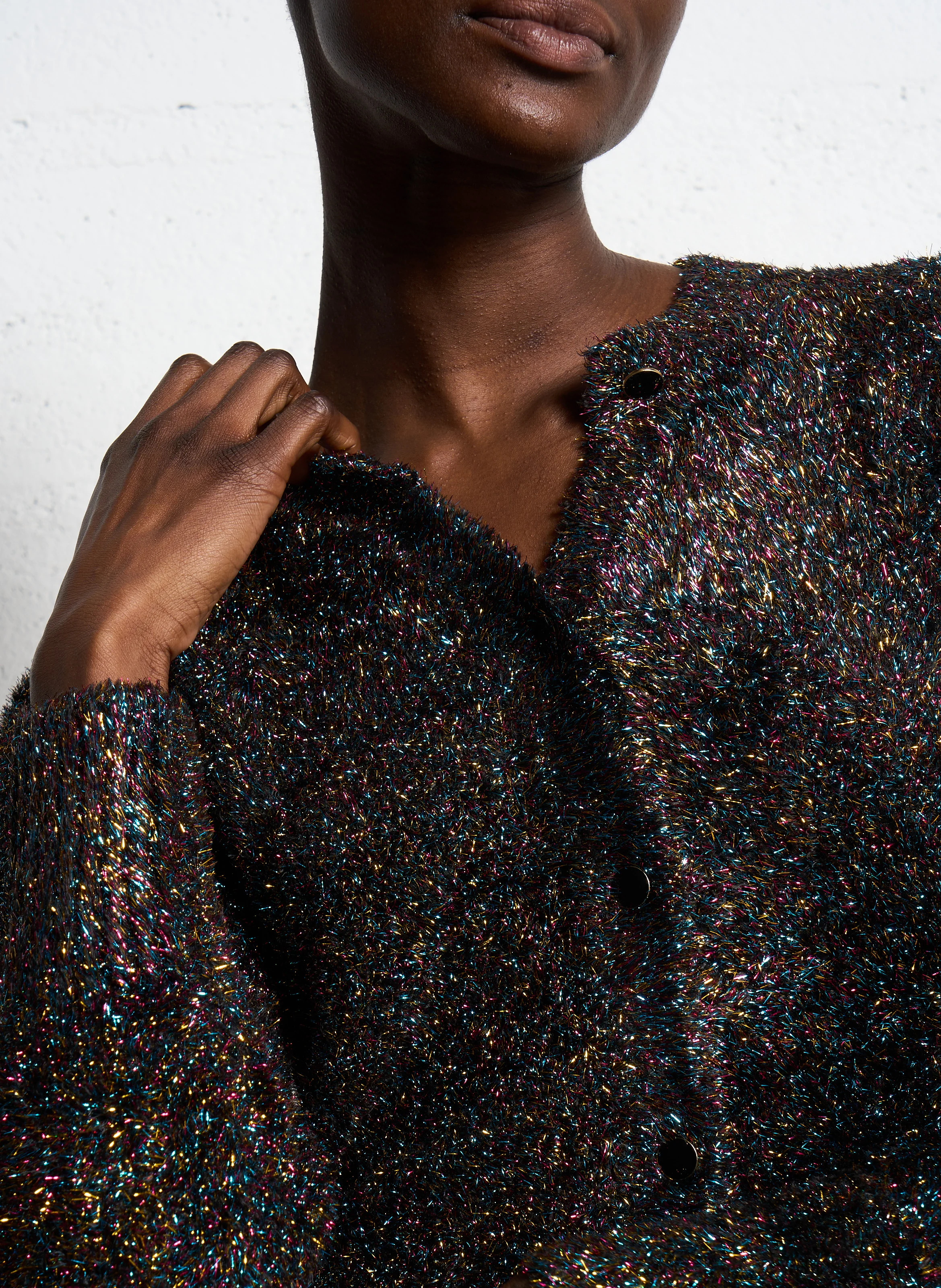 Gilet droit en maille | Noir