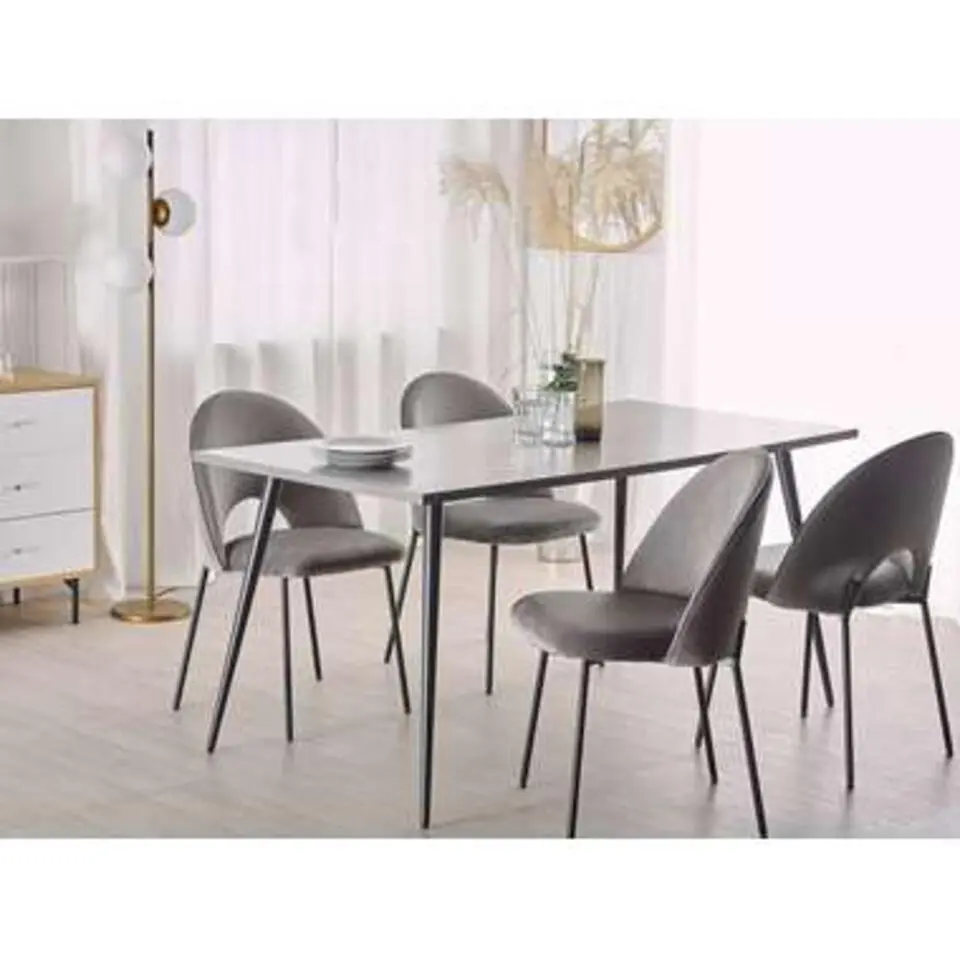SANTIAGO - Eettafel - Grijs - 80 x 160 cm - Vezelplaat