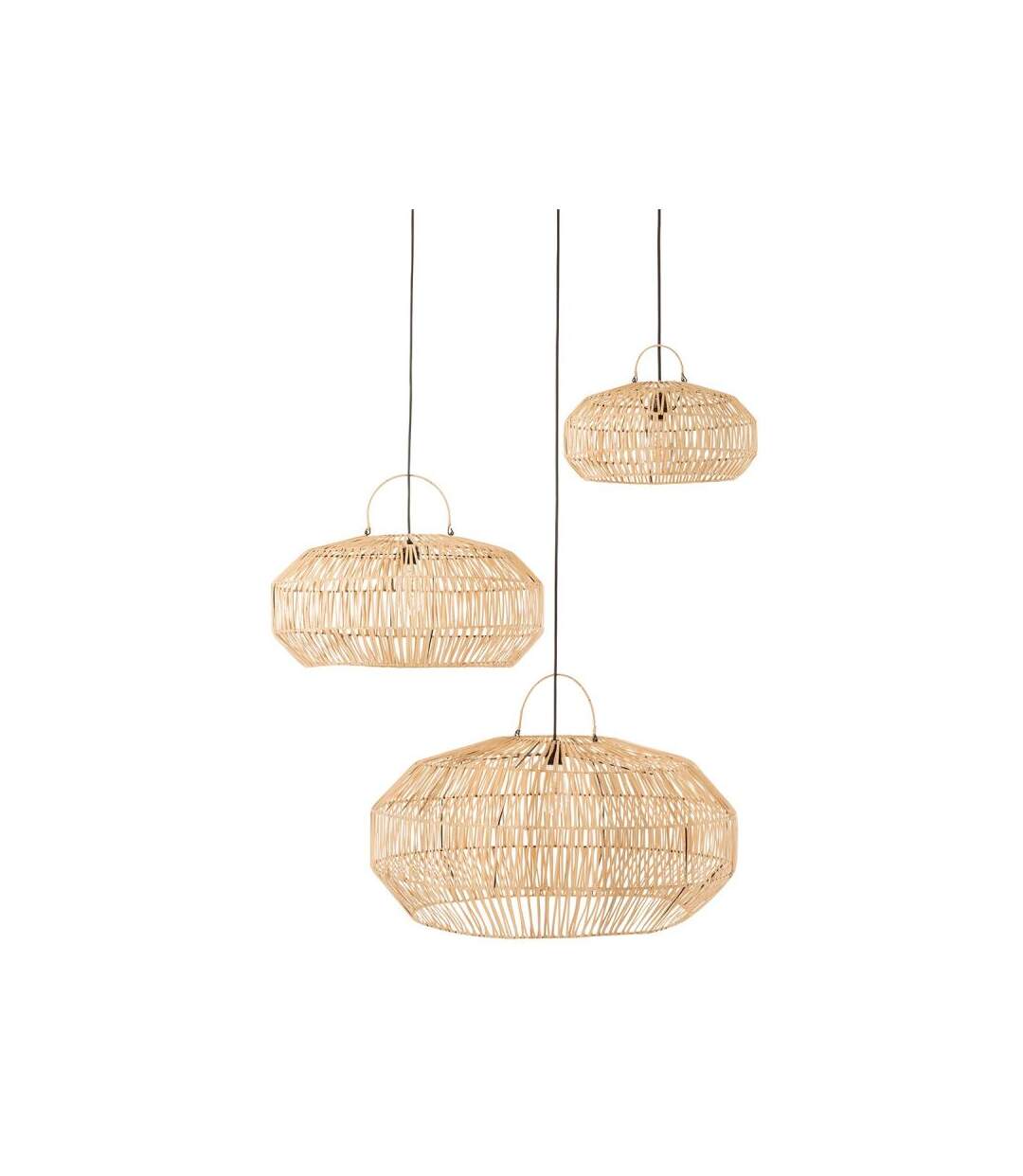 Paris Prix - Lot De 3 Abat-jour Déco rotin 80cm Naturel