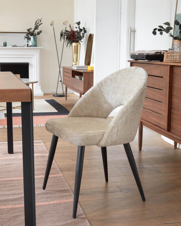 Kave Home Mael eetkamerstoel chenille beige
