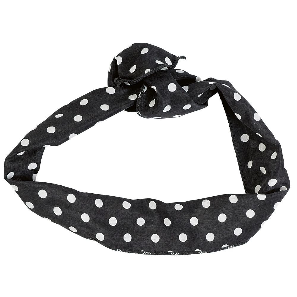 Bandeau ajustable noir imprimé pois blancs