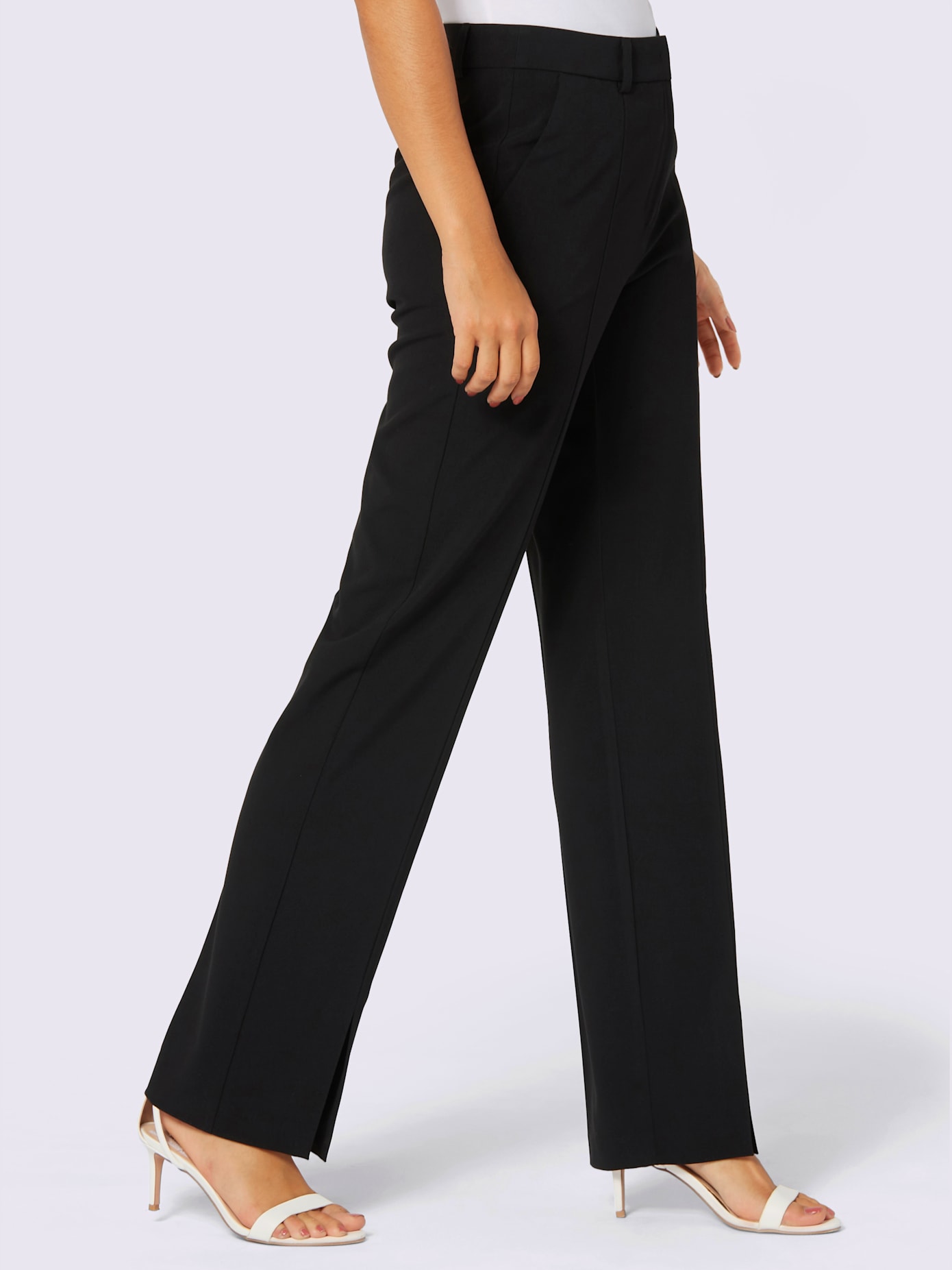 Pantalon plis repassés, effet affinant