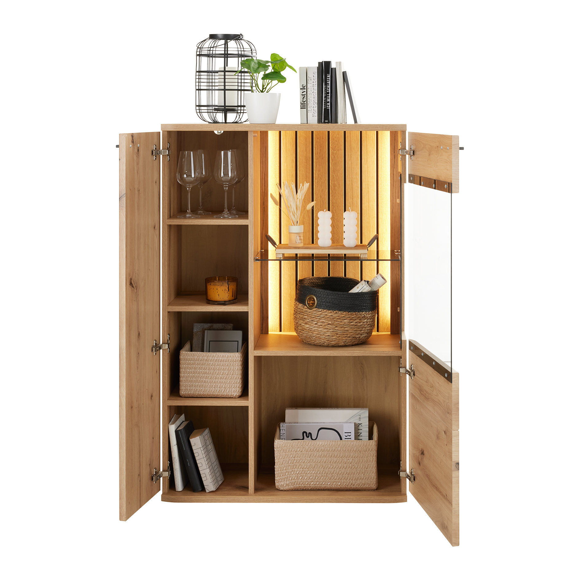 Highboardvitrine - Evoke Eiche - 124 cm