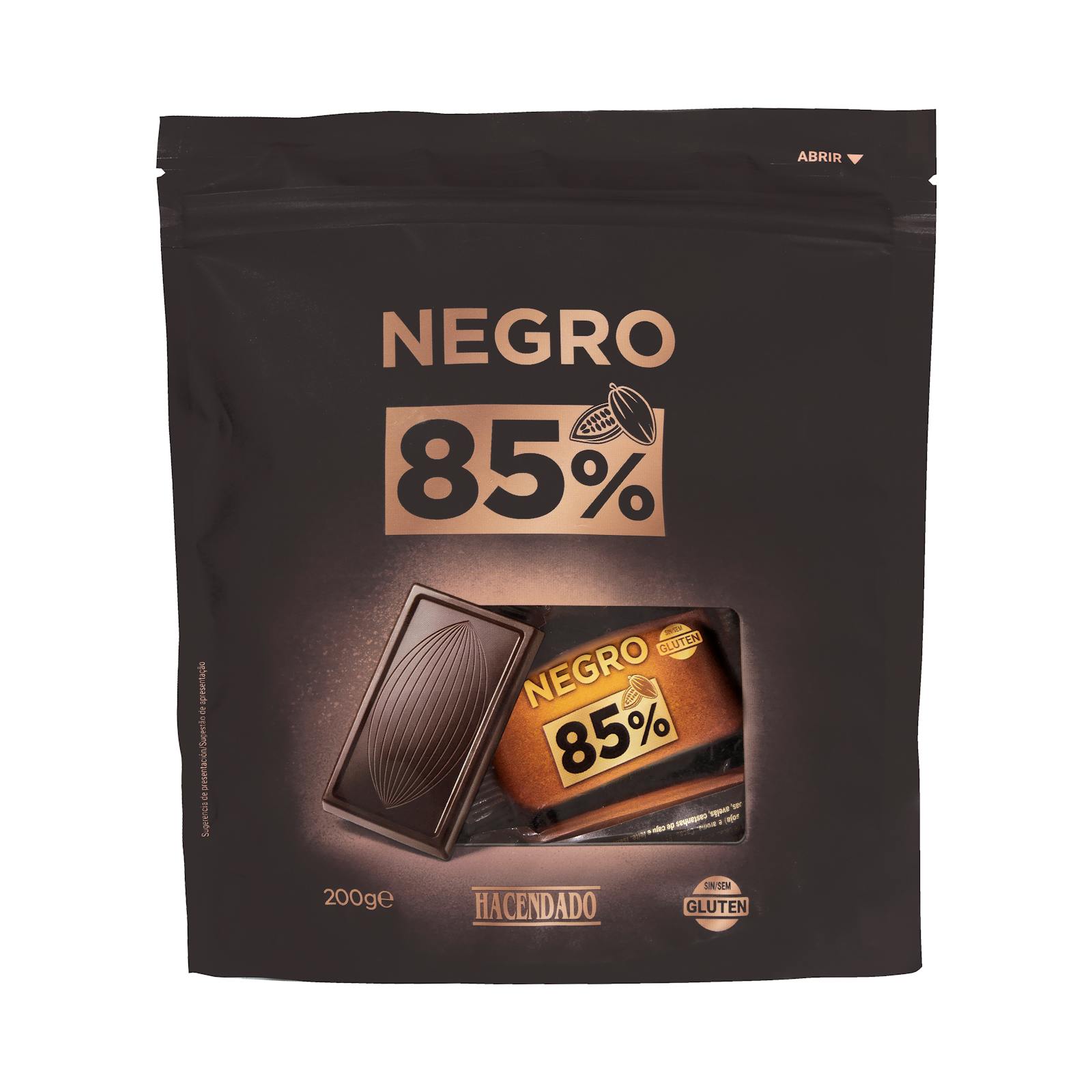 Portions de chocolat noir extra-fin 85% de cacao Hacendado