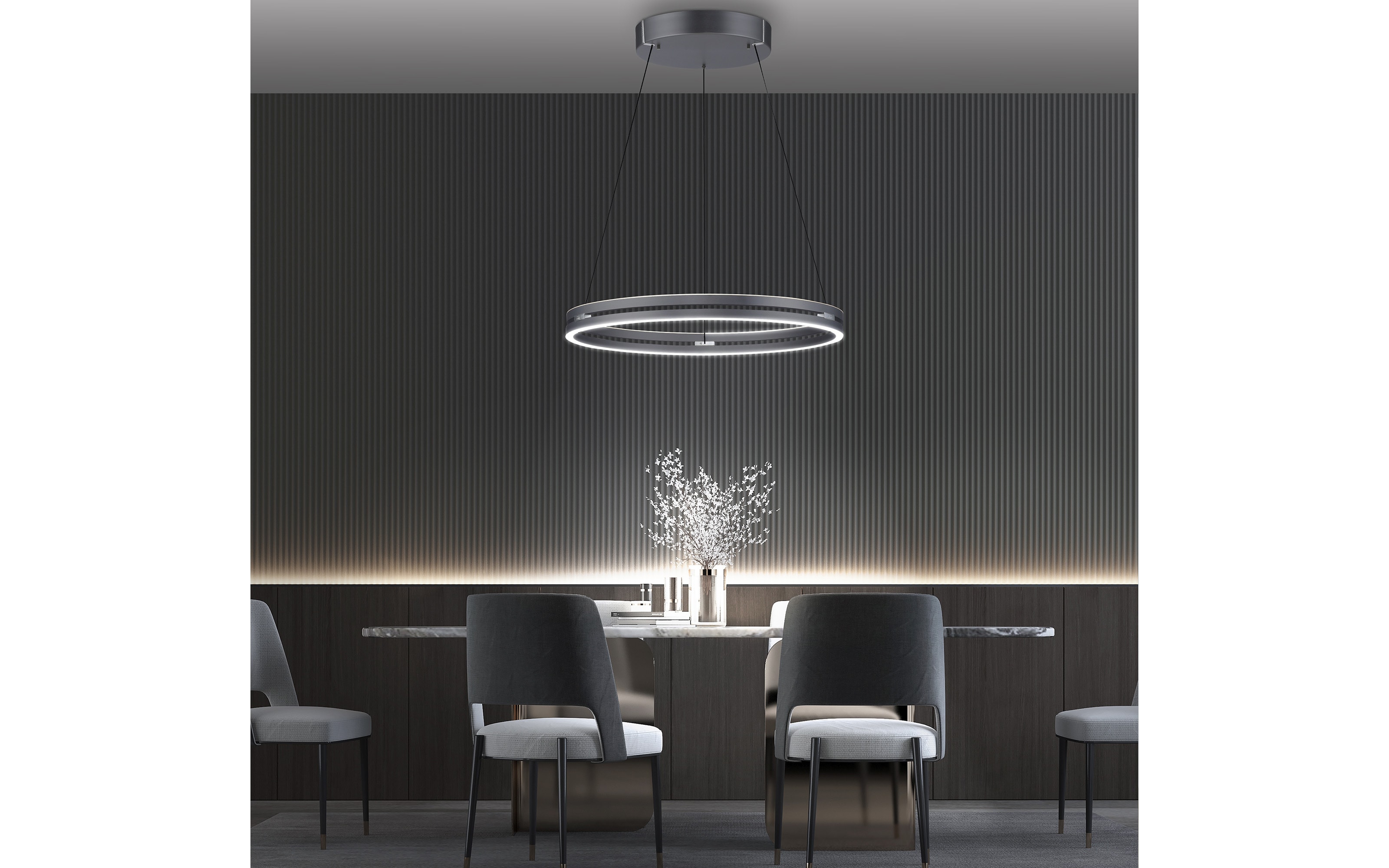 LED-Pendelleuchte Pure E-Clipse, grau, 240 cm