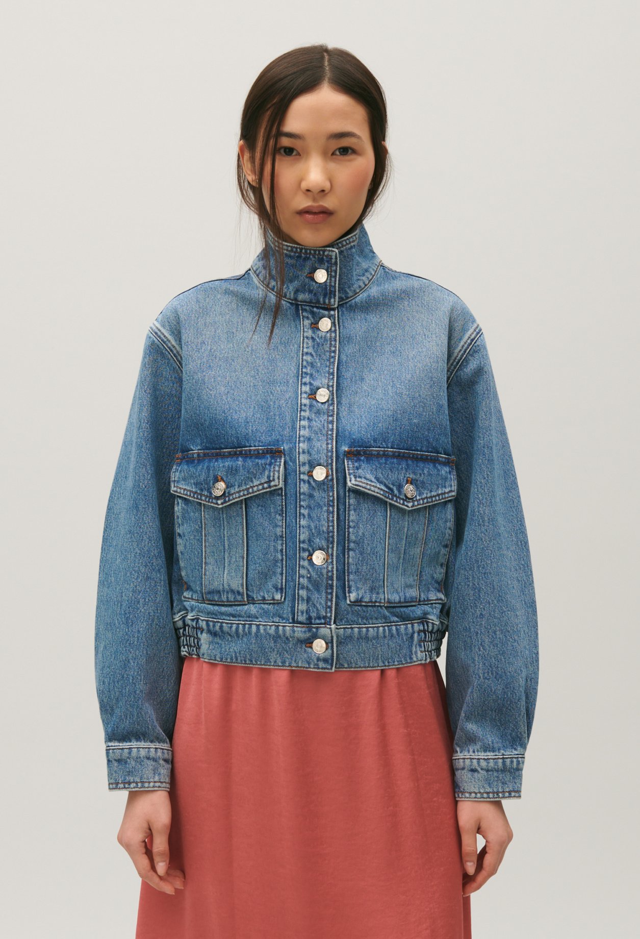 Veste denim bleu delave