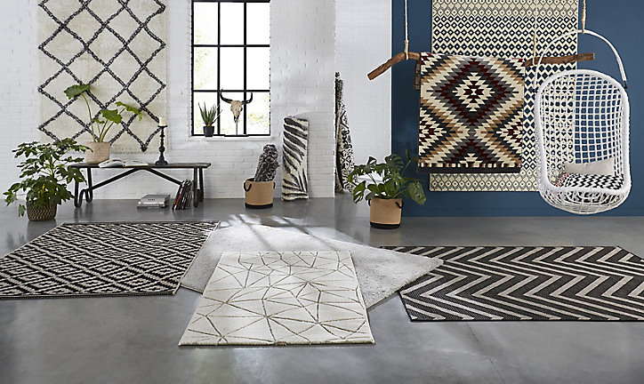 Tapis Graphic optique blanc bleu 100 x 150 cm