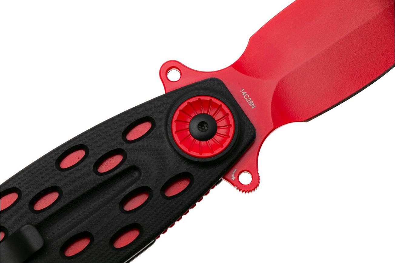 QSP Knife Beetle 162-D, Red 14C28N, Black G10, zakmes