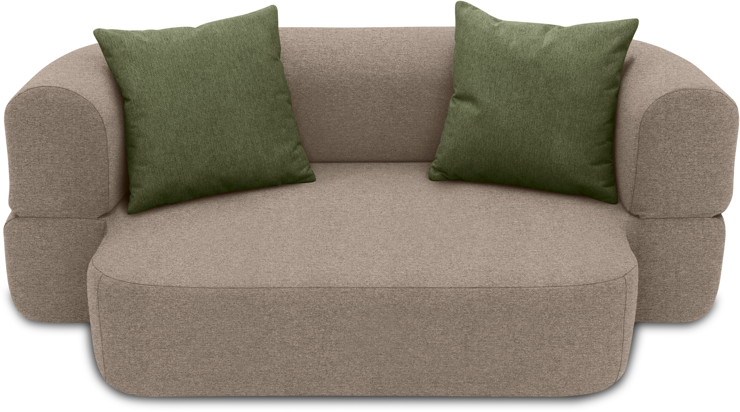 INOSIGN Schlafsofa »Denair oval Federkern, Bettsofa, organisches Design. Breite 208cm« 2-Sitzer durch Klappen verwandeln in eine Liegefläche