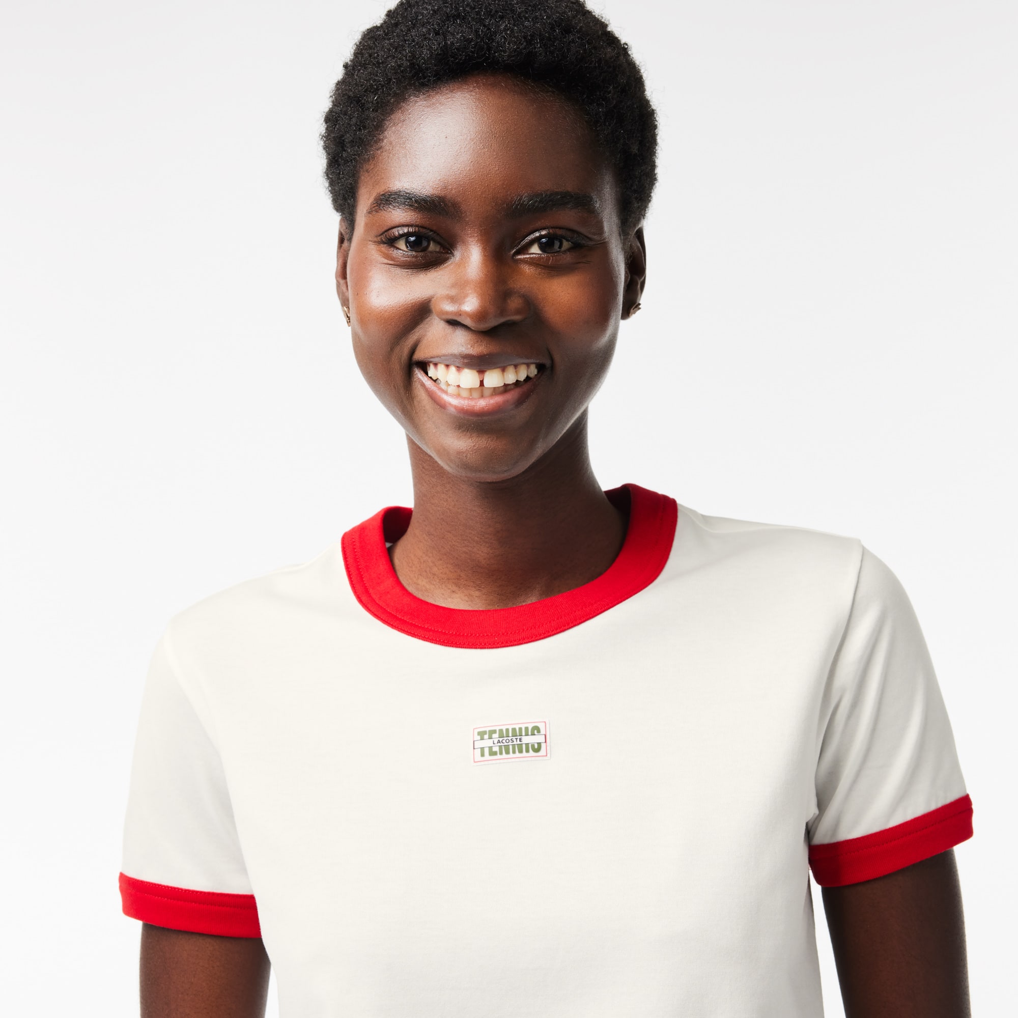 T-shirt slim fit en coton badge tennis T-Shirts - Blanc - Lacoste - Femme