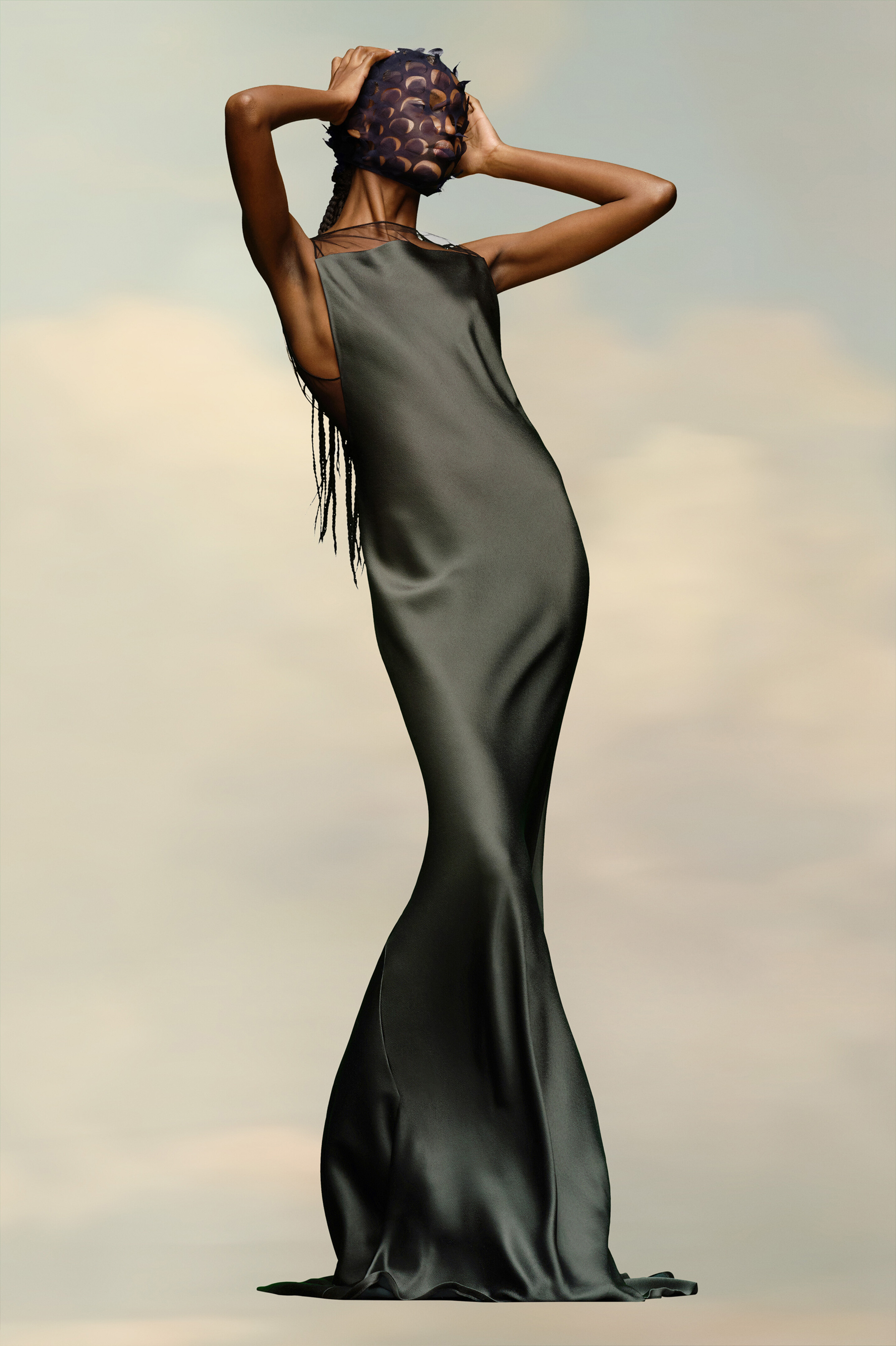 Robe longue en satin - Forêt Vert
