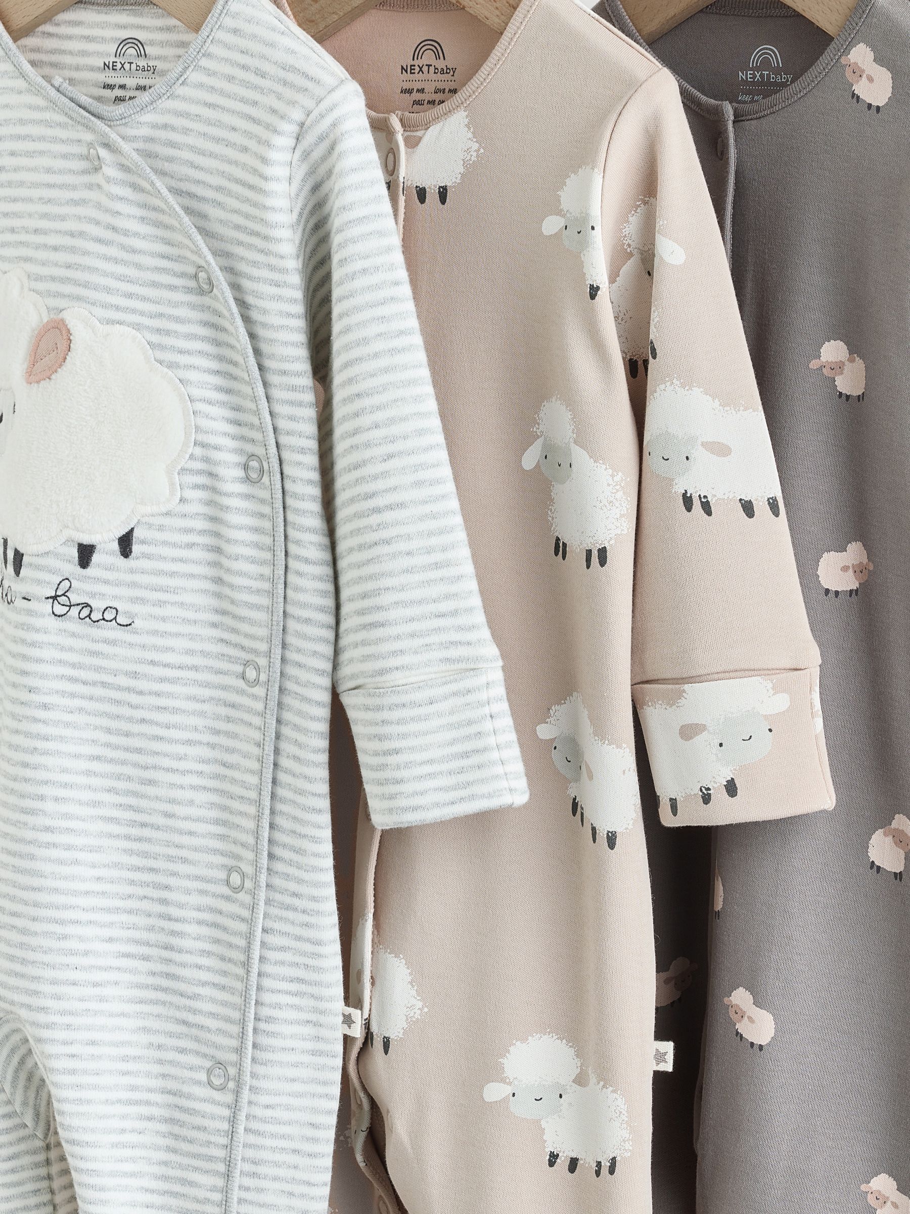 Grijs - Baby Popper Sleepsuits 3 Pack
