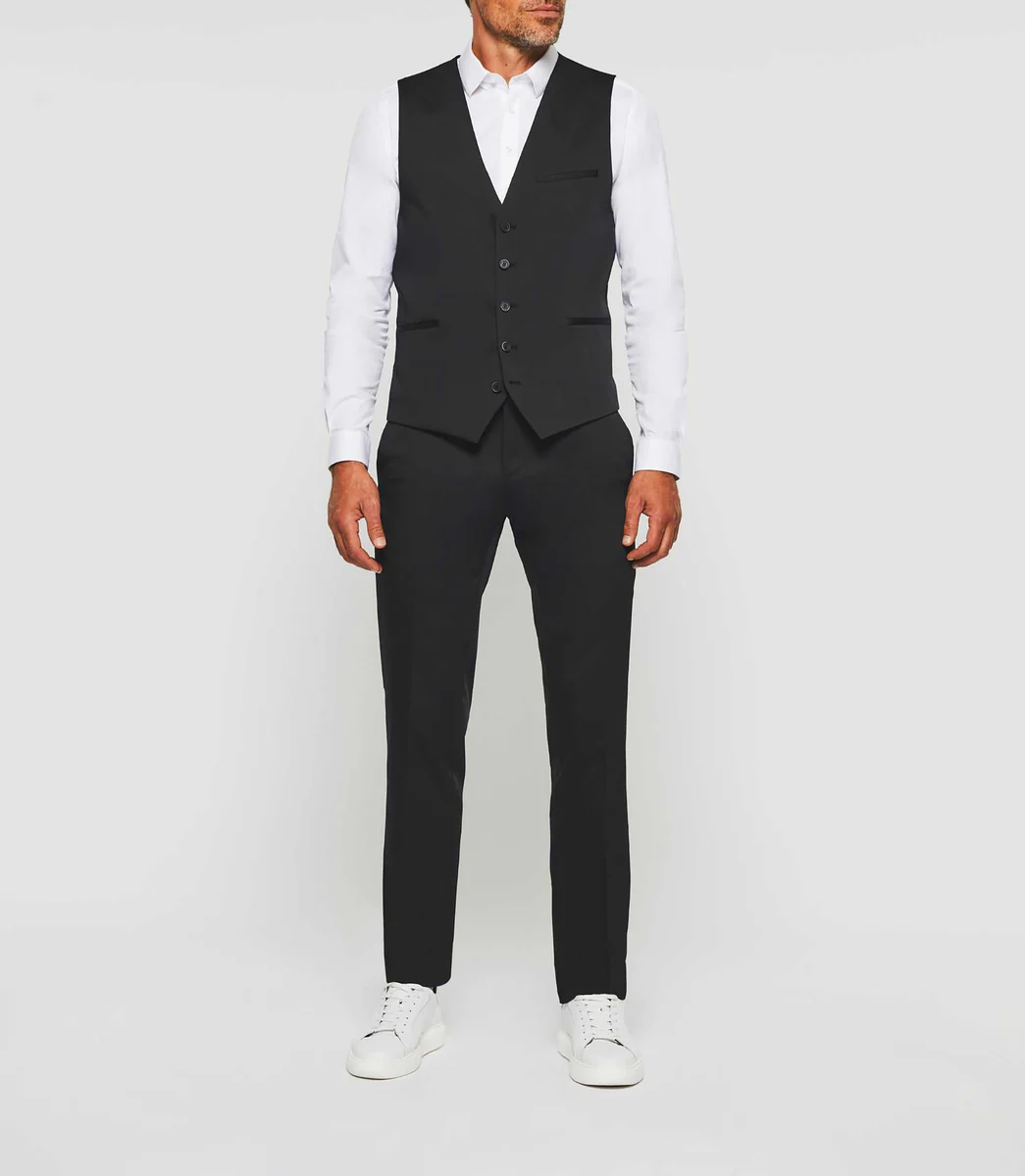 Gilet de costume tissu technique noir 