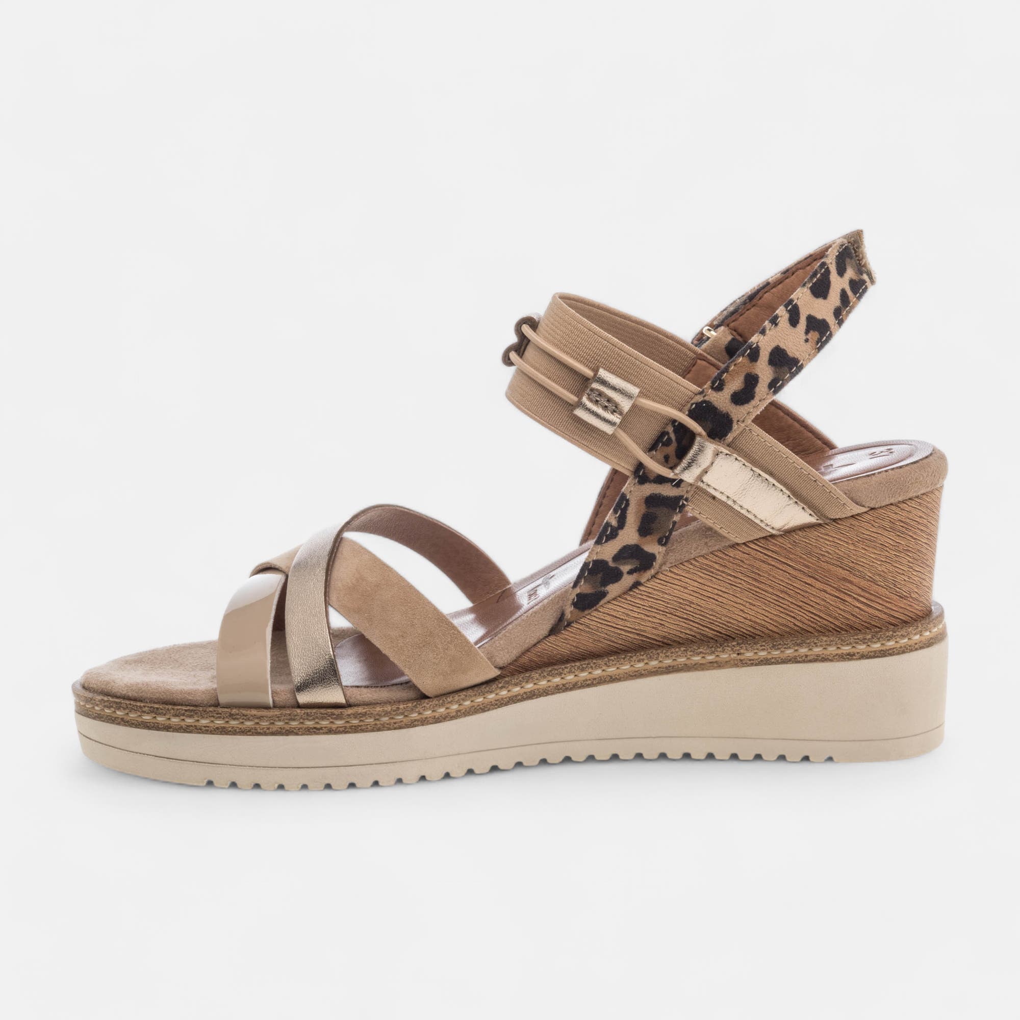 Sandales à talon Femme en cuir beige