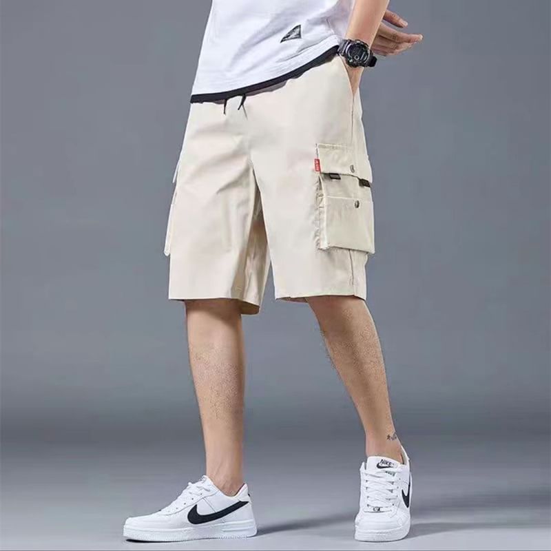 Craltuxe - Effen cargoshorts met trekkoordtaille