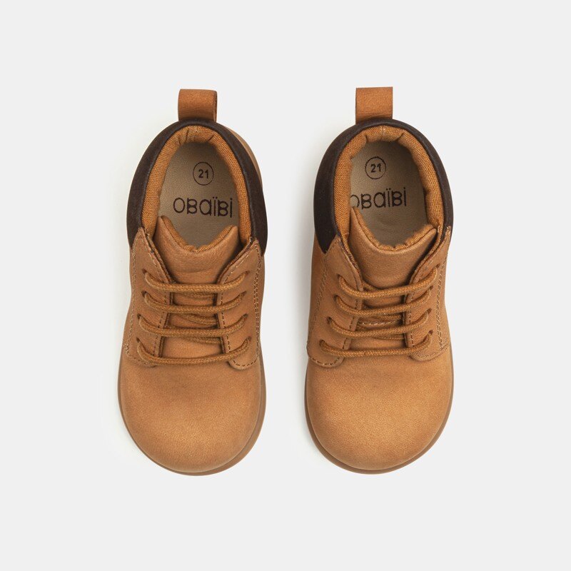 Bottillons premiers pas cuir beige bébé garçon Beige