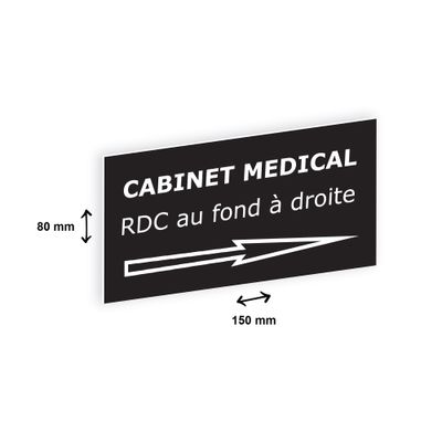 Plaque personnalisée avec votre texte - 150 x 80 mm - noire - adhésivée prête à poser