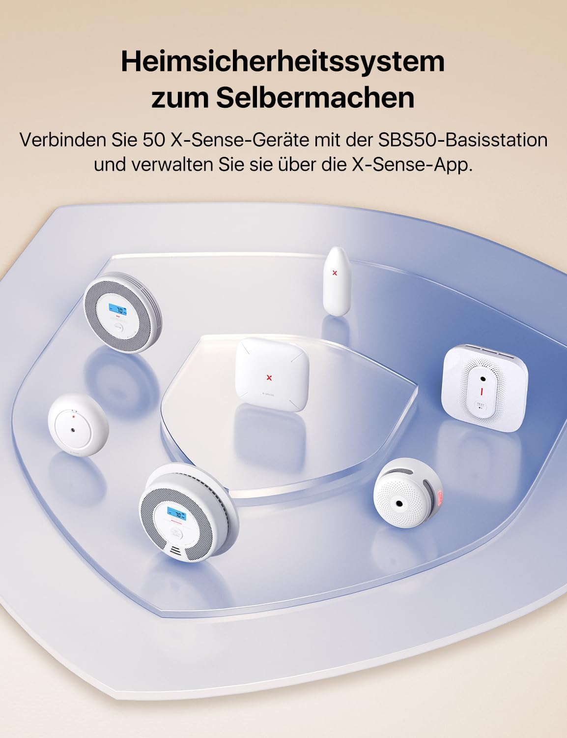 X-Sense Smart Home Sicherheitssystem AS08, Alarmanlage für Tür und Fenster, Codeschloss für die Haustür mit App, funktioniert mit Alexa, Tür- und Fenstersensoren, Bewegungsmeldern, Smart Home Keypad