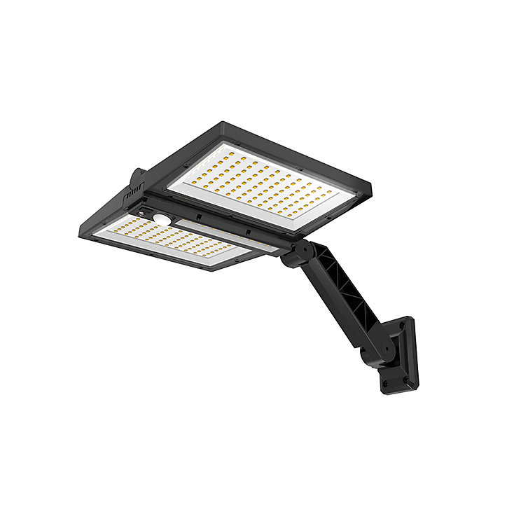 Spot solaire à détection orientable 2 têtes Clipper black Lumisky 8,5W 850lm IP44 blanc neutre l.28 x H.37 cm