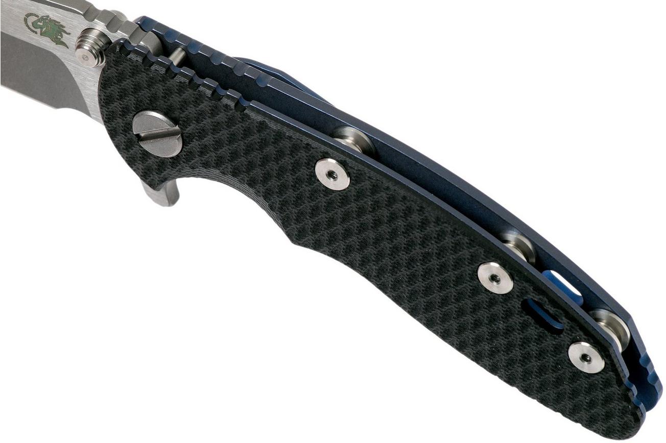 Rick Hinderer XM-18 3” Spanto Gen 4 CPM 20CV Black G10, Battle Blue, zakmes