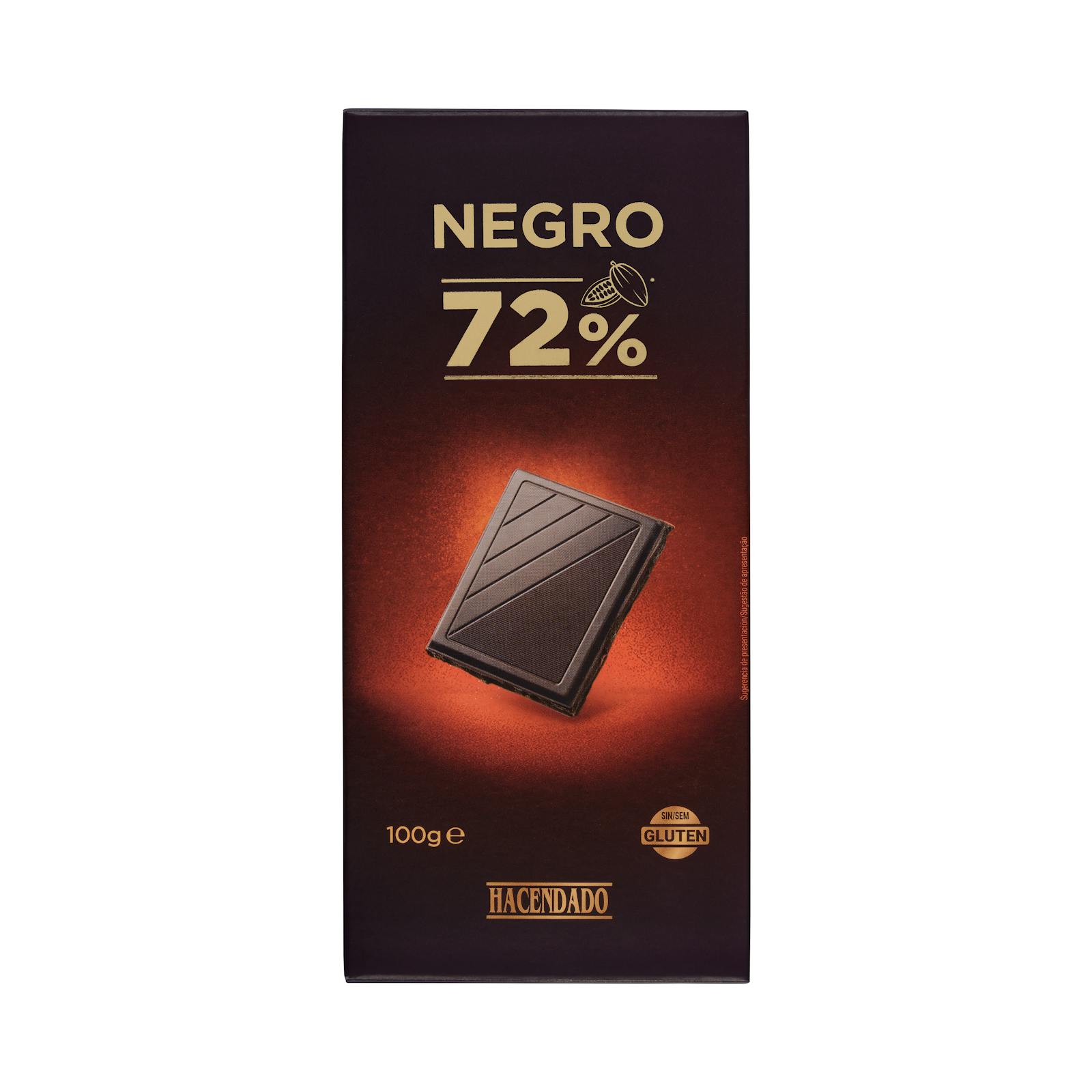 Chocolat noir Hacendado 72% de cacao