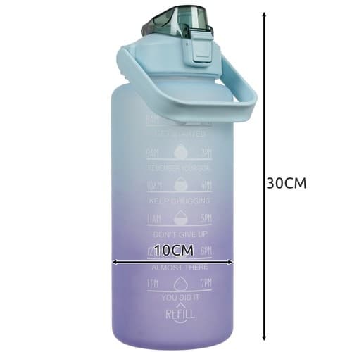 2l Vattenflaska med Sugrör & Tidsmarkör