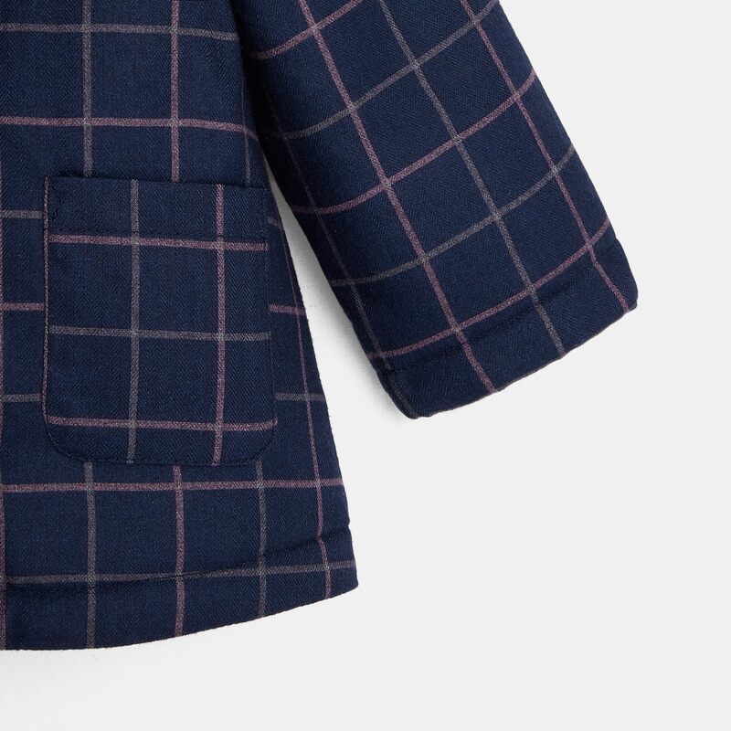 Manteau carreaux fourré bleu bébé fille