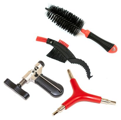 Kit chaine vélo : 1x outil de réparation chaîne vélo   1x set de nettoyage chaîne vélo   1x clé allen étoile