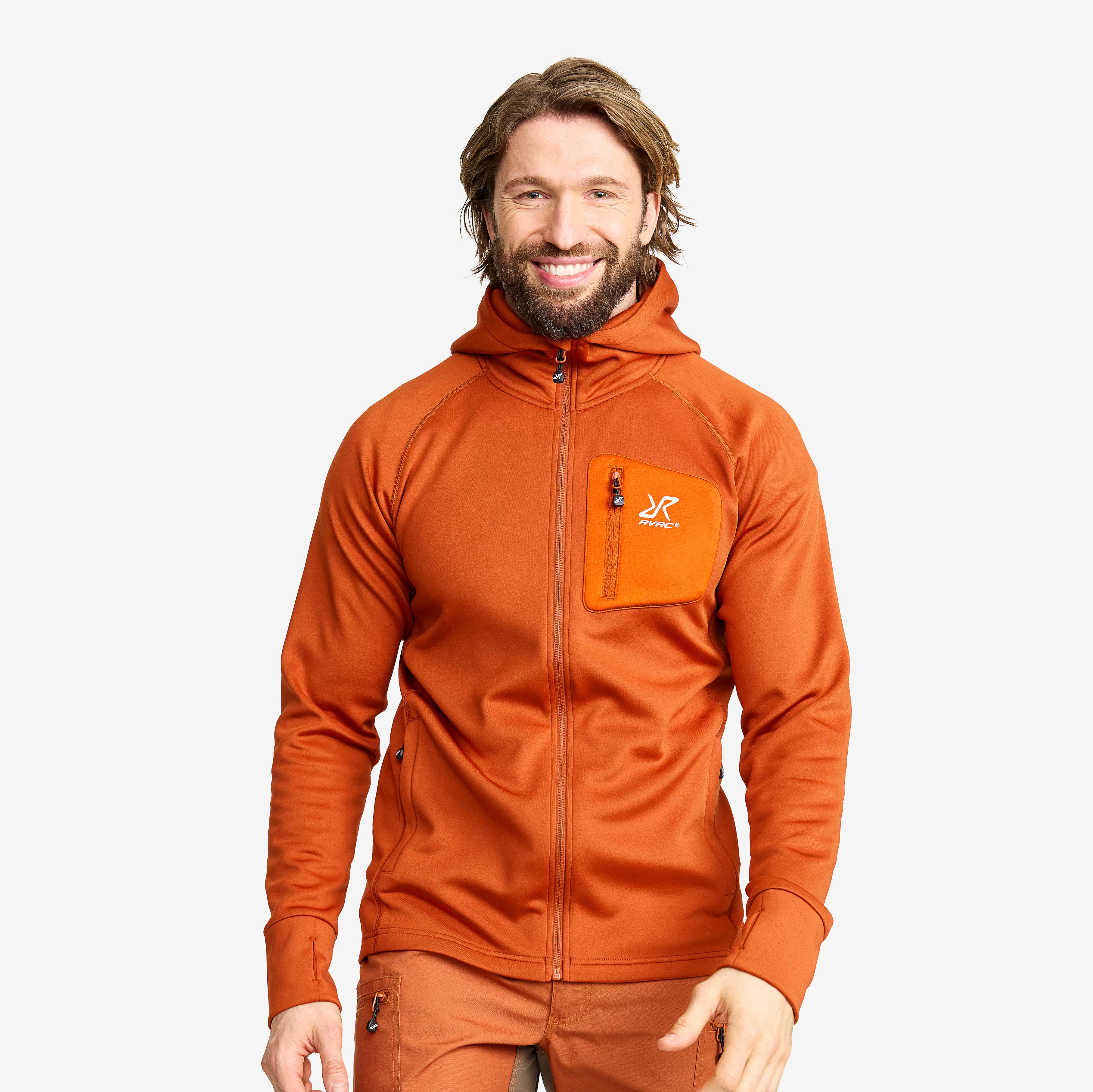 Evolution Stretch Fleece Hoodie Herre Terracotta Brown