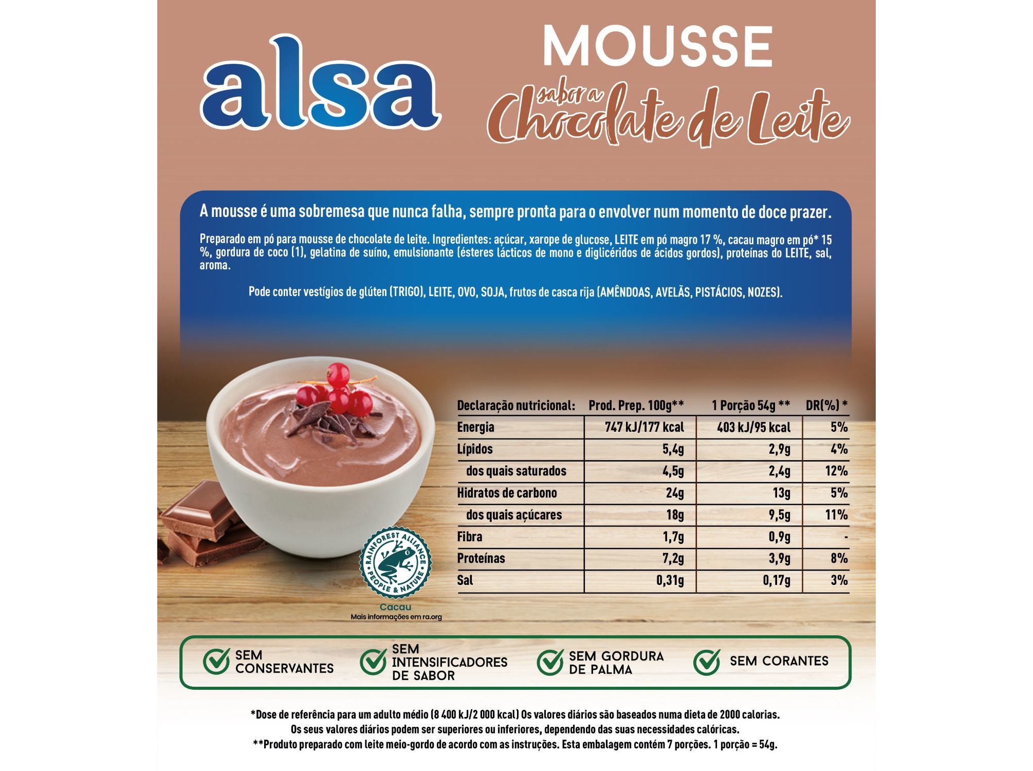 MOUSSE DE CHOCOLATE LEITE ALSA 132 G