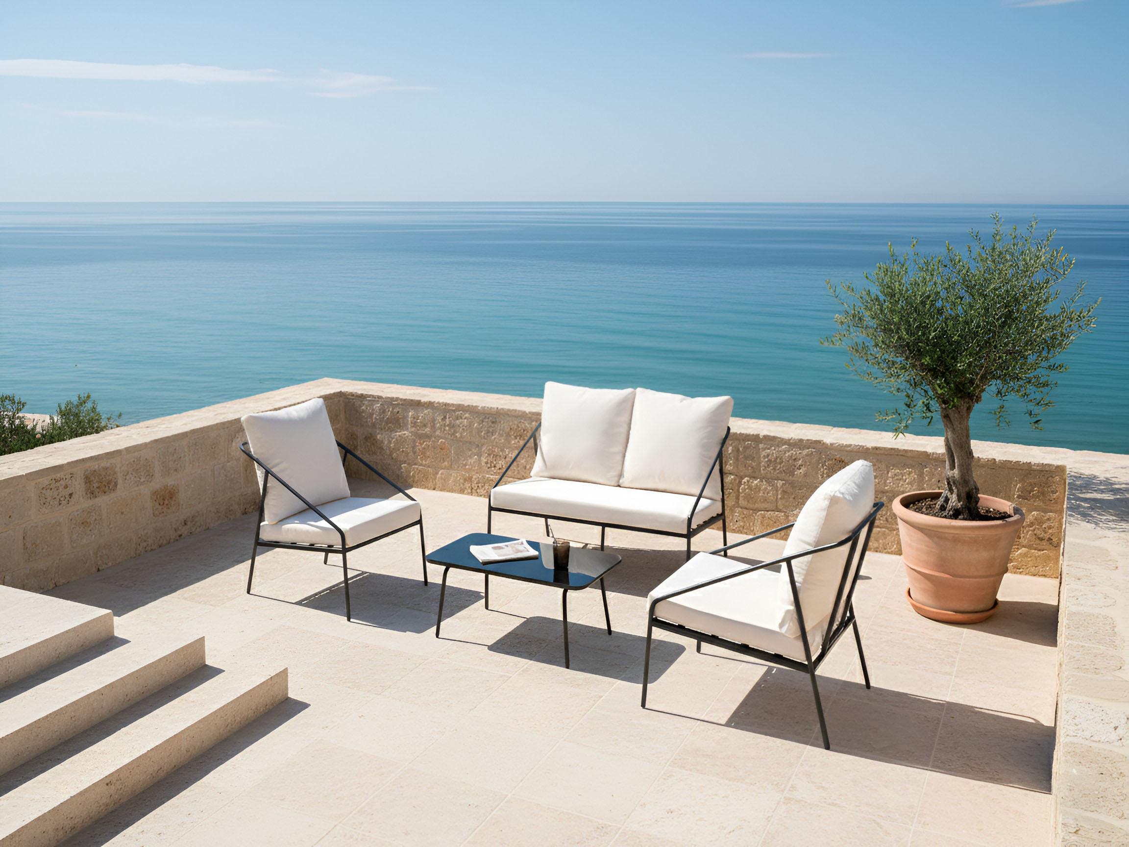 Loungeset met tafel 4-zits USTICA Metaal Zwart